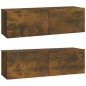 vidaXL Mueble TV de pared 2 uds madera contrachapada roble 100x30x30cm vidaXL Mueble TV de pared 2 uds madera contrachapada roble 100x30x30cm