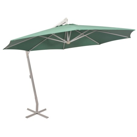vidaXL Sombrilla colgante con palo de aluminio 350 cm verde