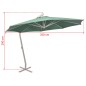 vidaXL Sombrilla colgante con palo de aluminio 350 cm verde vidaXL Sombrilla colgante con palo de aluminio 350 cm verde