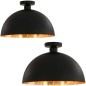 vidaXL Lámparas de techo 2 uds semiesféricas negro y dorado E27 vidaXL Lámparas de techo 2 uds semiesféricas negro y dorado E27