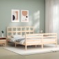 vidaXL Estructura de cama de matrimonio con cabecero madera maciza vidaXL Estructura de cama de matrimonio con cabecero madera maciza