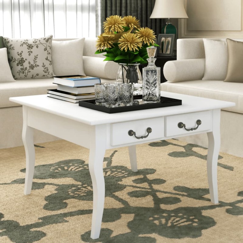 vidaXL Mesa de centro clásica con 4 cajones blanca vidaXL Mesa de centro clásica con 4 cajones blanca