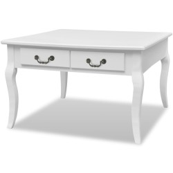 vidaXL Mesa de centro clásica con 4 cajones blanca 
