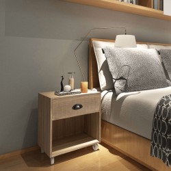 vidaXL Mesita de noche marrón madera maciza
