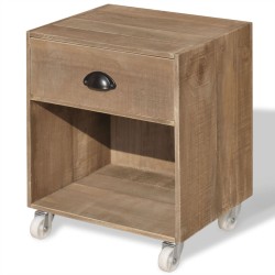vidaXL Mesita de noche marrón madera maciza