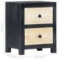 vidaXL Mesita de noche tallada madera maciza de mango gris 40x30x50 cm vidaXL Mesita de noche tallada madera maciza de mango gris 40x30x50 cm