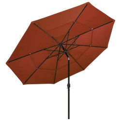 vidaXL Sombrilla de 3 niveles con poste de aluminio terracota 3,5 m
