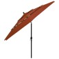 vidaXL Sombrilla de 3 niveles con poste de aluminio terracota 3,5 m