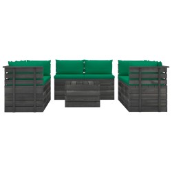 vidaXL Muebles de palets de jardín 9 pzas cojines madera maciza pino