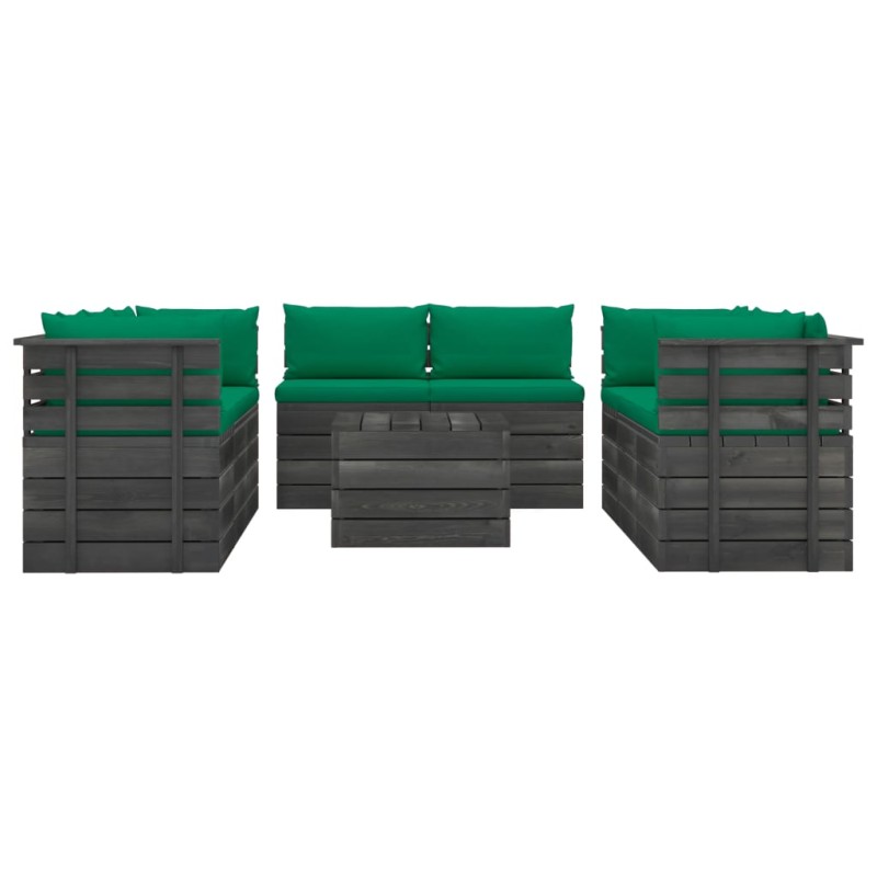 vidaXL Muebles de palets de jardín 9 pzas cojines madera maciza pino