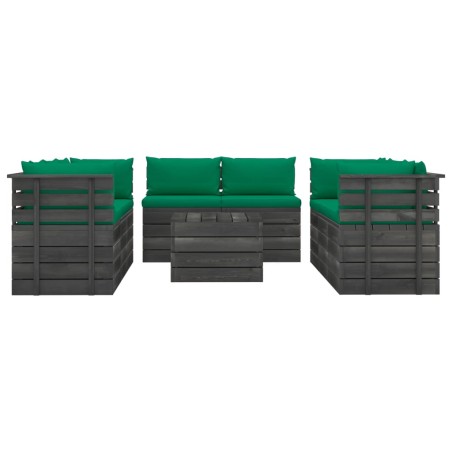 vidaXL Muebles de palets de jardín 9 pzas cojines madera maciza pino