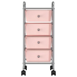 vidaXL Carrito de almacenaje portátil 4 cajones plástico rosa