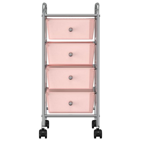 vidaXL Carrito de almacenaje portátil 4 cajones plástico rosa