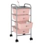 vidaXL Carrito de almacenaje portátil 4 cajones plástico rosa vidaXL Carrito de almacenaje portátil 4 cajones plástico rosa
