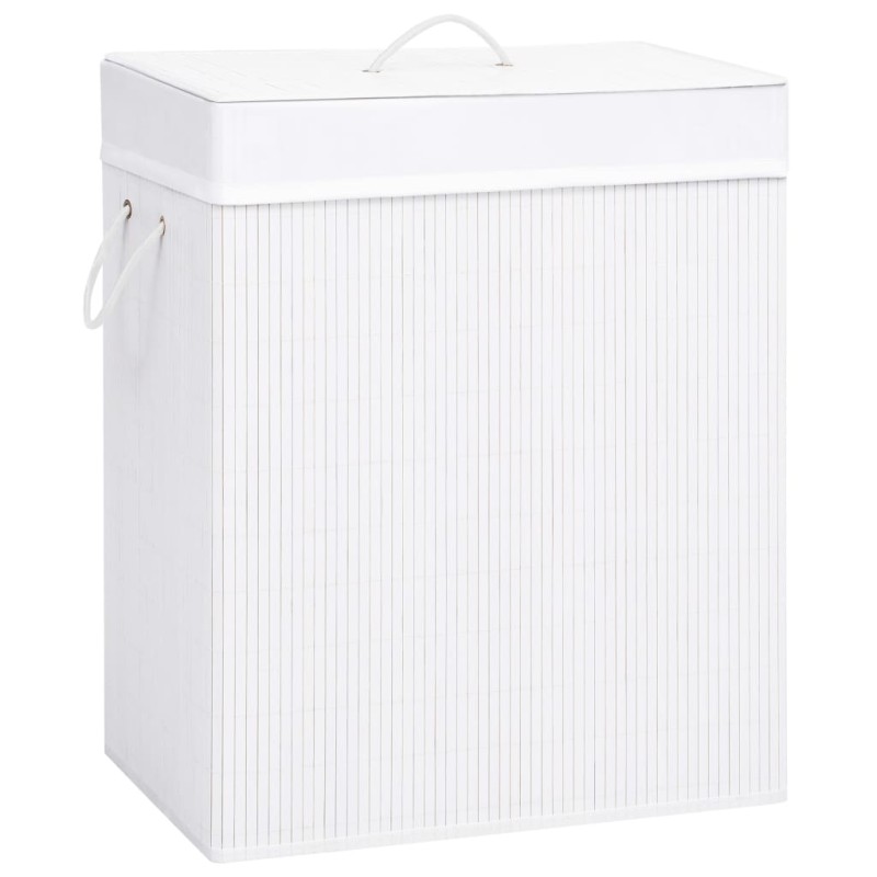 vidaXL Cesto de la ropa sucia de bambú 2 secciones blanco 100 l