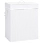vidaXL Cesto de la ropa sucia de bambú 2 secciones blanco 100 l