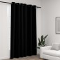vidaXL Cortina opaca con ojales look de lino negro 290x245 cm