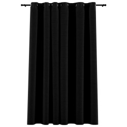 vidaXL Cortina opaca con ojales look de lino negro 290x245 cm