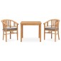 vidaXL Set de comedor de jardín 3 pzas y cojines madera maciza de teca