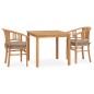 vidaXL Set de comedor de jardín 3 pzas y cojines madera maciza de teca