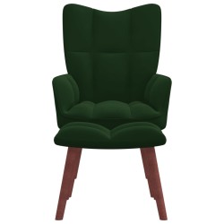 vidaXL Sillón de relax con taburete terciopelo verde oscuro