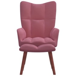 vidaXL Sillón de relax con taburete terciopelo rosa