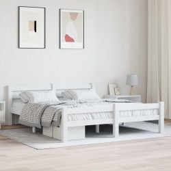 vidaXL Estructura de cama de madera maciza de pino blanca 160x200 cm 