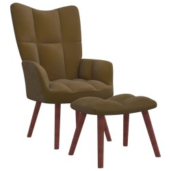 vidaXL Sillón de relax con taburete terciopelo marrón