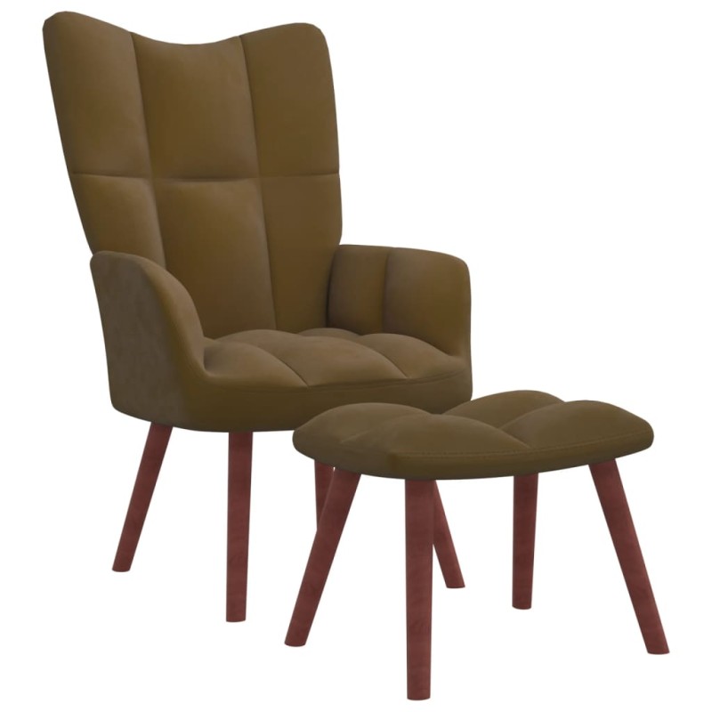 vidaXL Sillón de relax con taburete terciopelo marrón vidaXL Sillón de relax con taburete terciopelo marrón