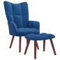 vidaXL Sillón de relax con taburete terciopelo azul vidaXL Sillón de relax con taburete terciopelo azul