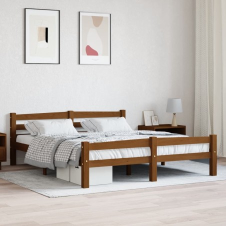 vidaXL Estructura de cama madera maciza pino marrón miel 160x200 cm