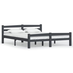 vidaXL Estructura de cama madera maciza pino gris oscuro 160x200 cm
