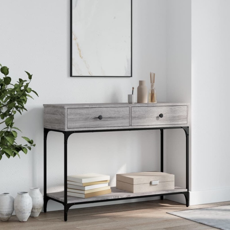 vidaXL Mesa consola madera de ingeniería gris Sonoma 100x34,5x75 cm vidaXL Mesa consola madera de ingeniería gris Sonoma 100x34,5x75 cm