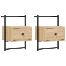 vidaXL Mesitas de noche de pared 2 uds roble Sonoma 35x30x51 cm