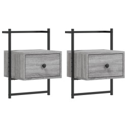 vidaXL Mesitas de noche de pared 2 unidades gris Sonoma 35x30x51 cm