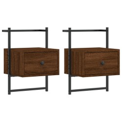 vidaXL Mesitas de noche de pared 2 unidades marrón roble 35x30x51 cm
