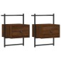 vidaXL Mesitas de noche de pared 2 unidades marrón roble 35x30x51 cm