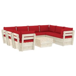 vidaXL Muebles de jardín de palets 9 piezas y cojines madera de abeto 