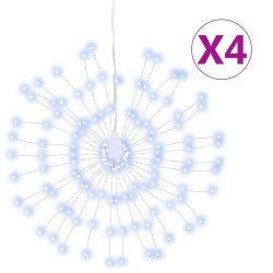 vidaXL Luces de Navidad de estrellas 4 uds 140 LED blanco frío 17 cm