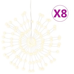 vidaXL Luces de Navidad de estrellas 8 uds 140 LED blanco cálido 17 cm