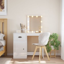 vidaXL Tocador con luces LED blanco brillante 90x42x132,5 cm