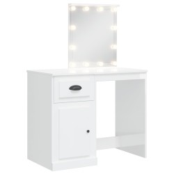vidaXL Tocador con luces LED blanco brillante 90x42x132,5 cm