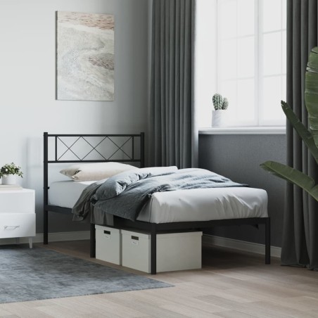vidaXL Estructura de cama con cabecero metal negro 100x190 cm