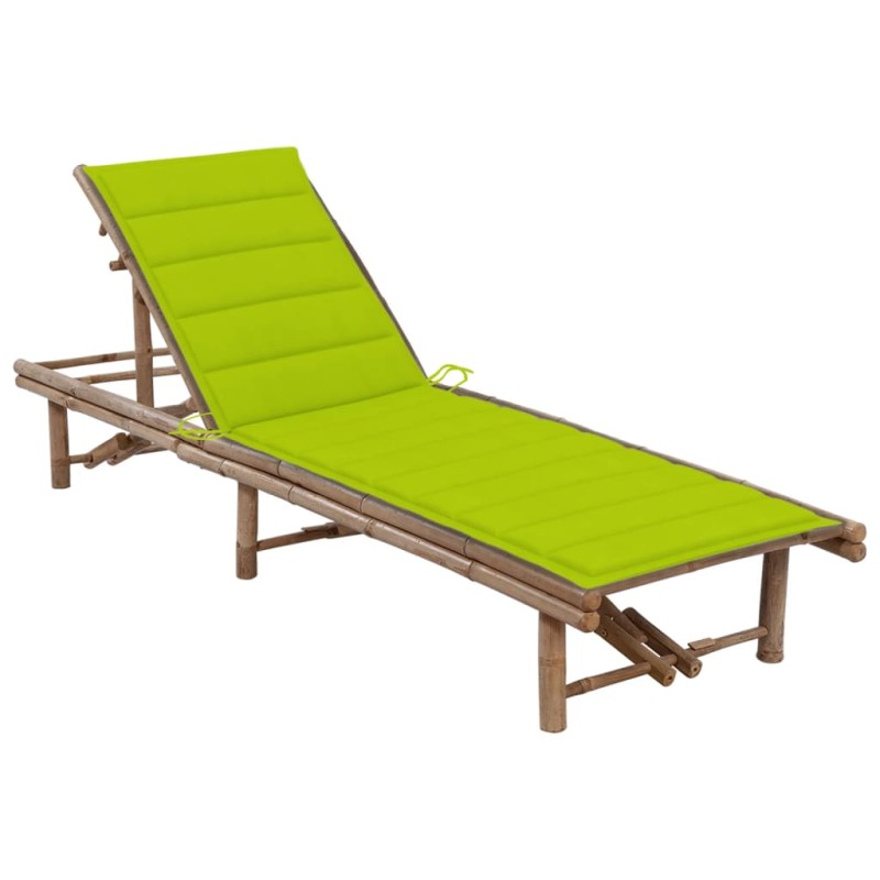 vidaXL Tumbona de jardín con cojín bambú vidaXL Tumbona de jardín con cojín bambú