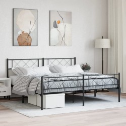 vidaXL Estructura de cama cabecero y pie de cama metal negro 193x203cm