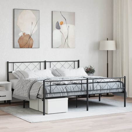 vidaXL Estructura de cama cabecero y pie de cama metal negro 193x203cm
