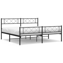 vidaXL Estructura de cama cabecero y pie de cama metal negro 180x200cm