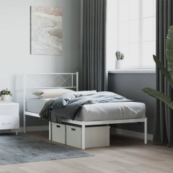 vidaXL Estructura de cama de metal con cabecero blanco 100x190 cm