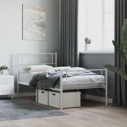 vidaXL Estructura cama metal con cabecero y pie cama blanca 75x190 cm