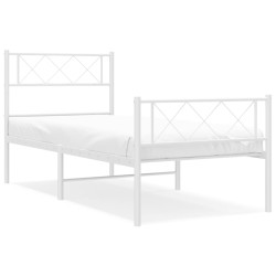 vidaXL Estructura cama metal con cabecero y pie cama blanca 75x190 cm